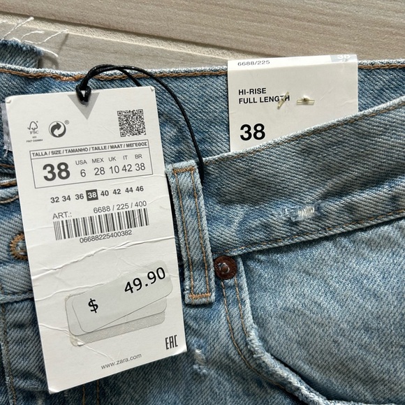 NWT Zara Hi-Rise Wide Leg Jeans - Picture 5 of 5